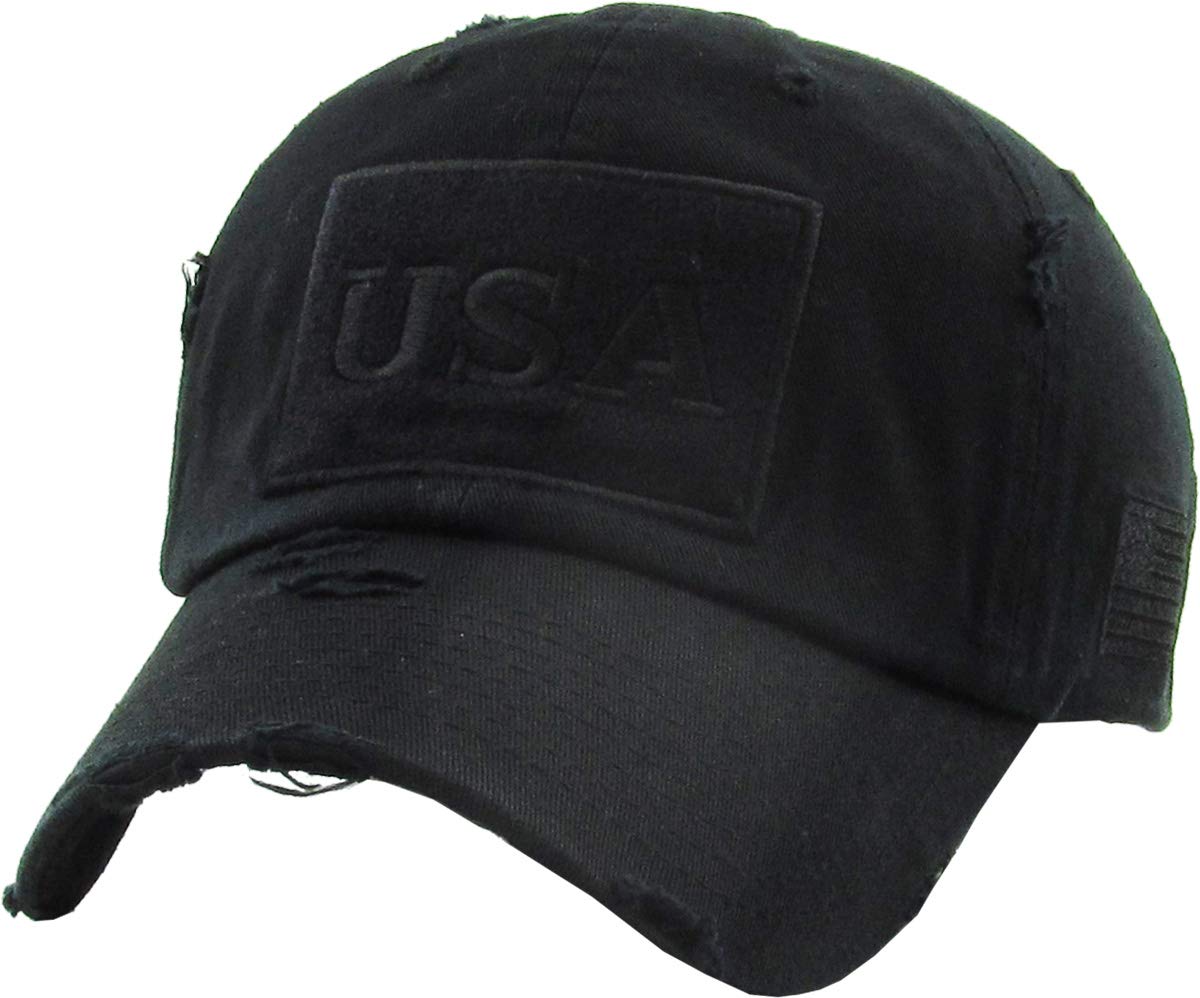 KBETHOS Flag USA America Military Thin Blue Line Thin Red Line Vintage Distressed Baseball Cap Dad Hat Unisex Adjustable…