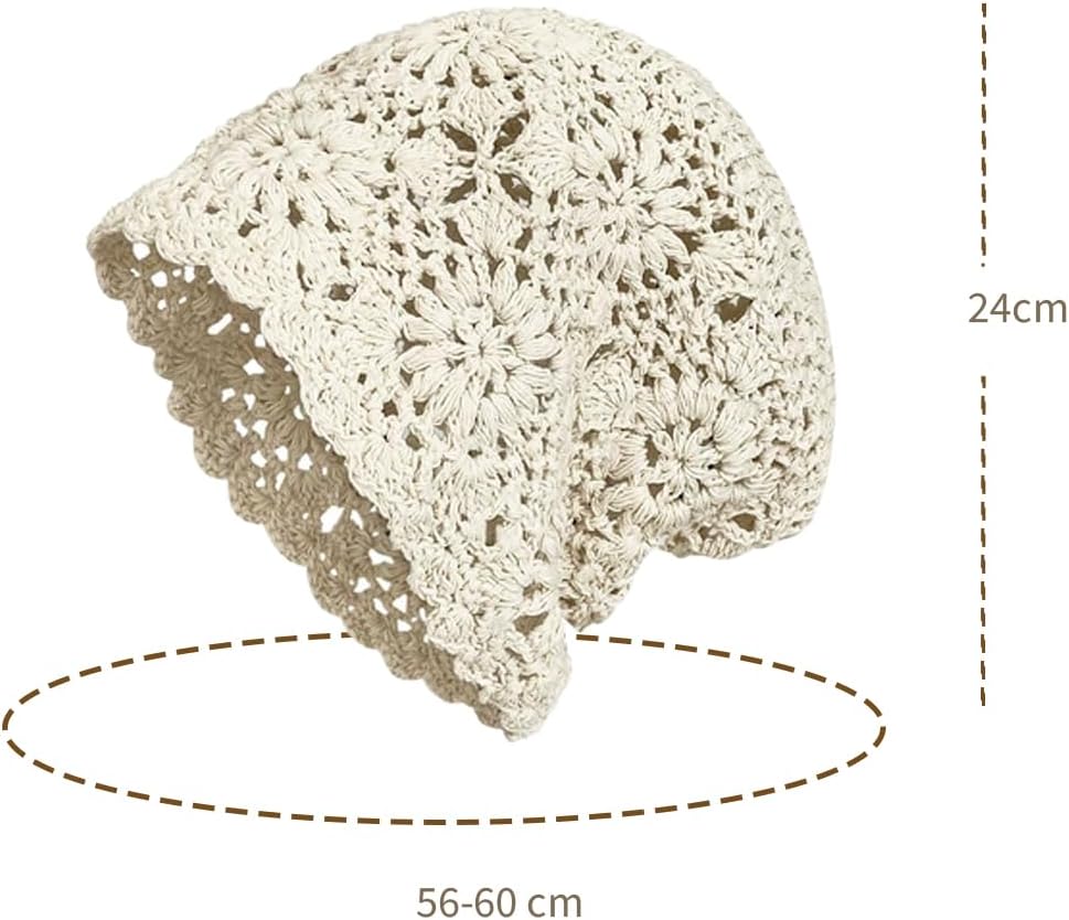 Crochet Hat for Women Cotton Slouchy Beanie Knitted Handmade Skull Cap for Travel Daily Wear