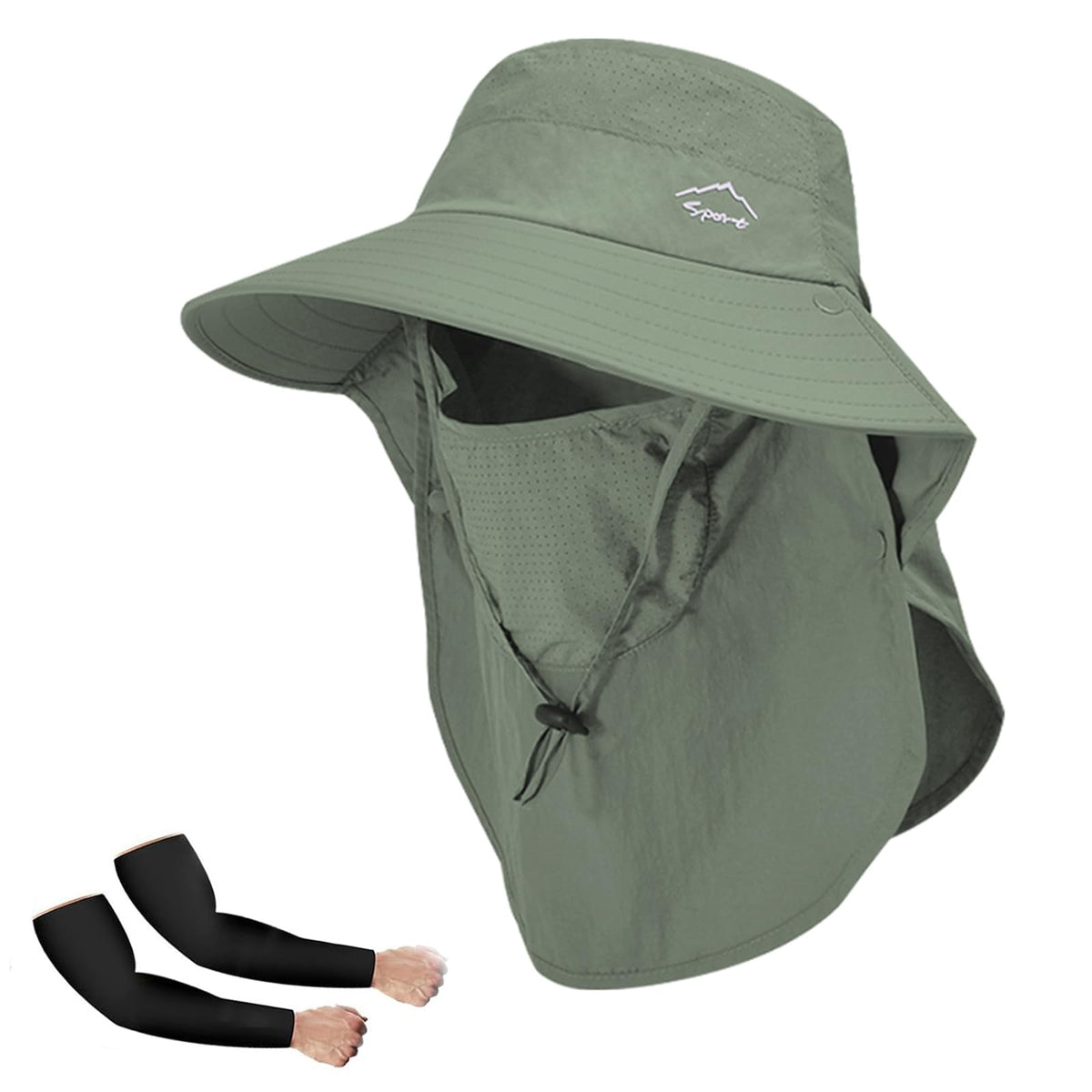 Rosoz Sun Hat for Men Women with Neck Flap& Removable Face Cover Wide Brim