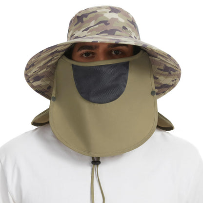 BASSDASH UPF 50+ Breathable Sun Hat with Removable Face Cover and Neck Flap Wide Brim Bucket Hat for Fishing Hiking Men Women