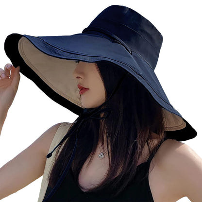 HUAMULAN Women Summer Vacation Wide Brim Sun Hat Reversible Fishing Hats