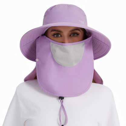 BASSDASH UPF 50+ Breathable Sun Hat with Removable Face Cover and Neck Flap Wide Brim Bucket Hat for Fishing Hiking Men Women
