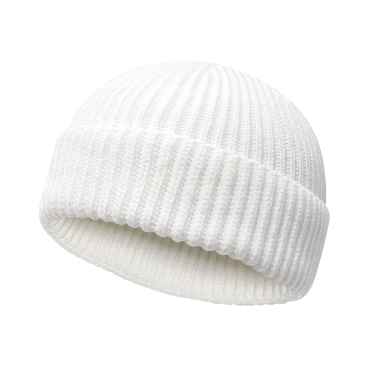 Wool Fisherman Beanies for Men Women Short Cuff Knit Beanie