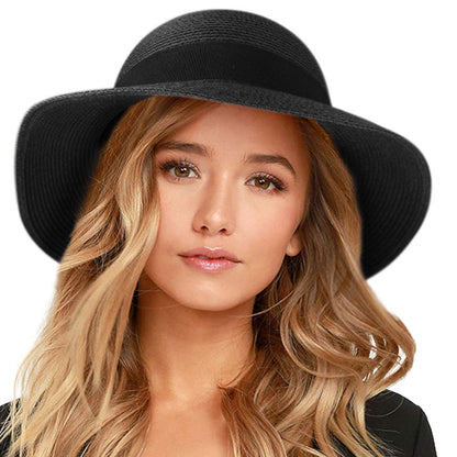 FURTALK Womens Beach Sun Straw Hat Wide Brim UV Protection Travel Hat