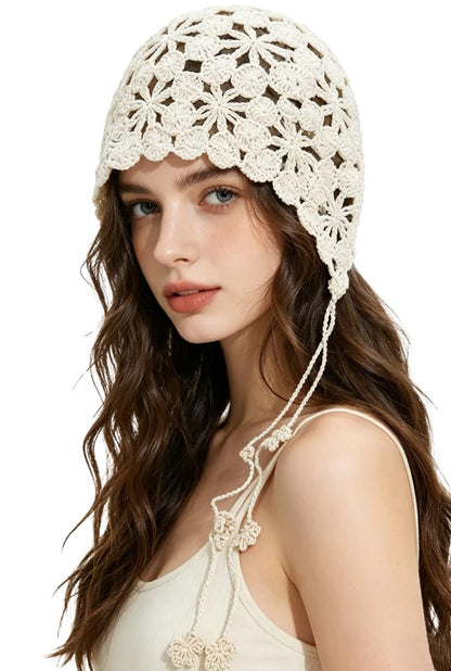Crochet Hat for Women Cotton Slouchy Beanie Knitted Handmade Skull Cap for Travel Daily Wear