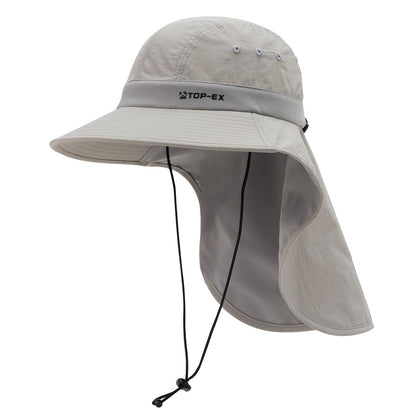 TOP-EX UPF 50+ Cooling Wide Brim Sun Hat for Men with Neck Flap, Packable