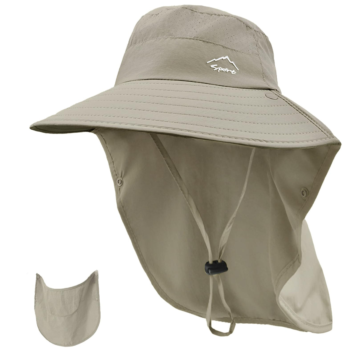 Rosoz Sun Hat for Men Women with Neck Flap& Removable Face Cover Wide Brim