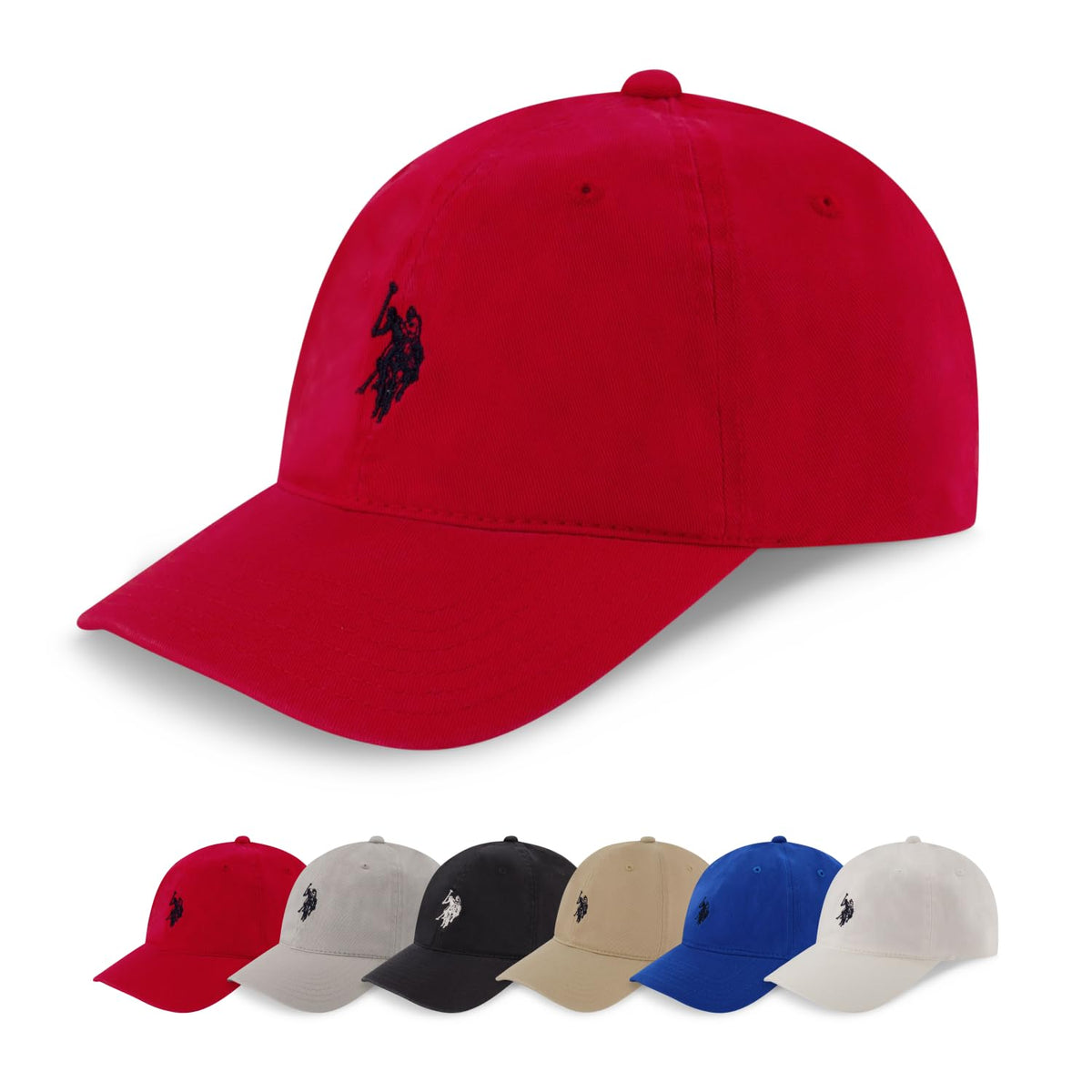 U.S. Polo Assn. Baseball Cap, 100% Cotton Adjustable Dad Hat with Small Pony Logo