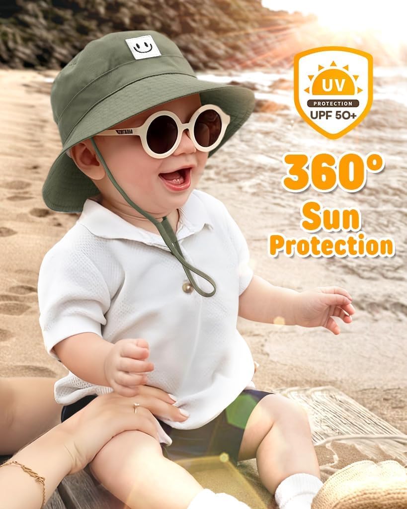FURTALK Baby Sun Hat Toddler Bucket Hat Beach Smile Face UPF 50+