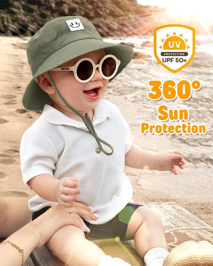 FURTALK Baby Sun Hat Toddler Bucket Hat Beach Smile Face UPF 50+