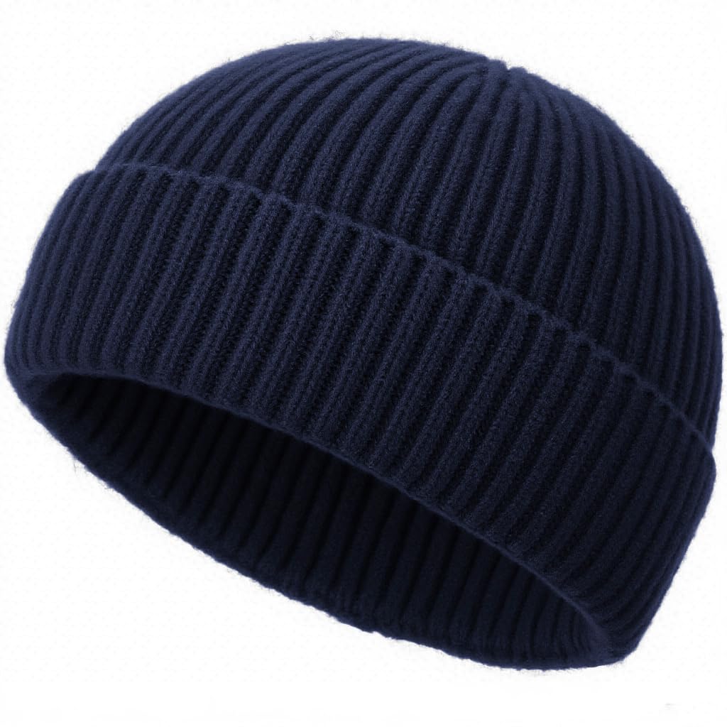 Wool Fisherman Beanies for Men Knit Fall Winter Beanie Hat Skull Cap