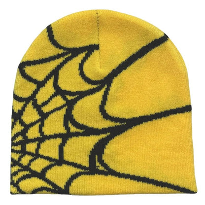 Pooyikoi Y2K Gothic Spider Pattern Wool Acrylic Knitted Hat Women Beanie Winter Warm Beanies Men Casual Skullies Outdoor
