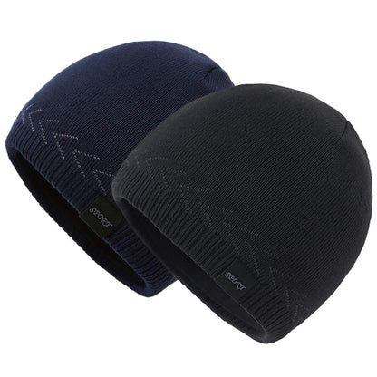 Mens Winter Warm Knitting Hats Plain Skull Beanie Cuff Toboggan Knit Cap