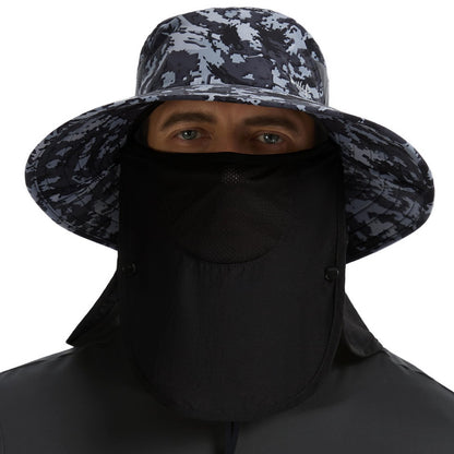 BASSDASH UPF 50+ Breathable Sun Hat with Removable Face Cover and Neck Flap Wide Brim Bucket Hat for Fishing Hiking Men Women