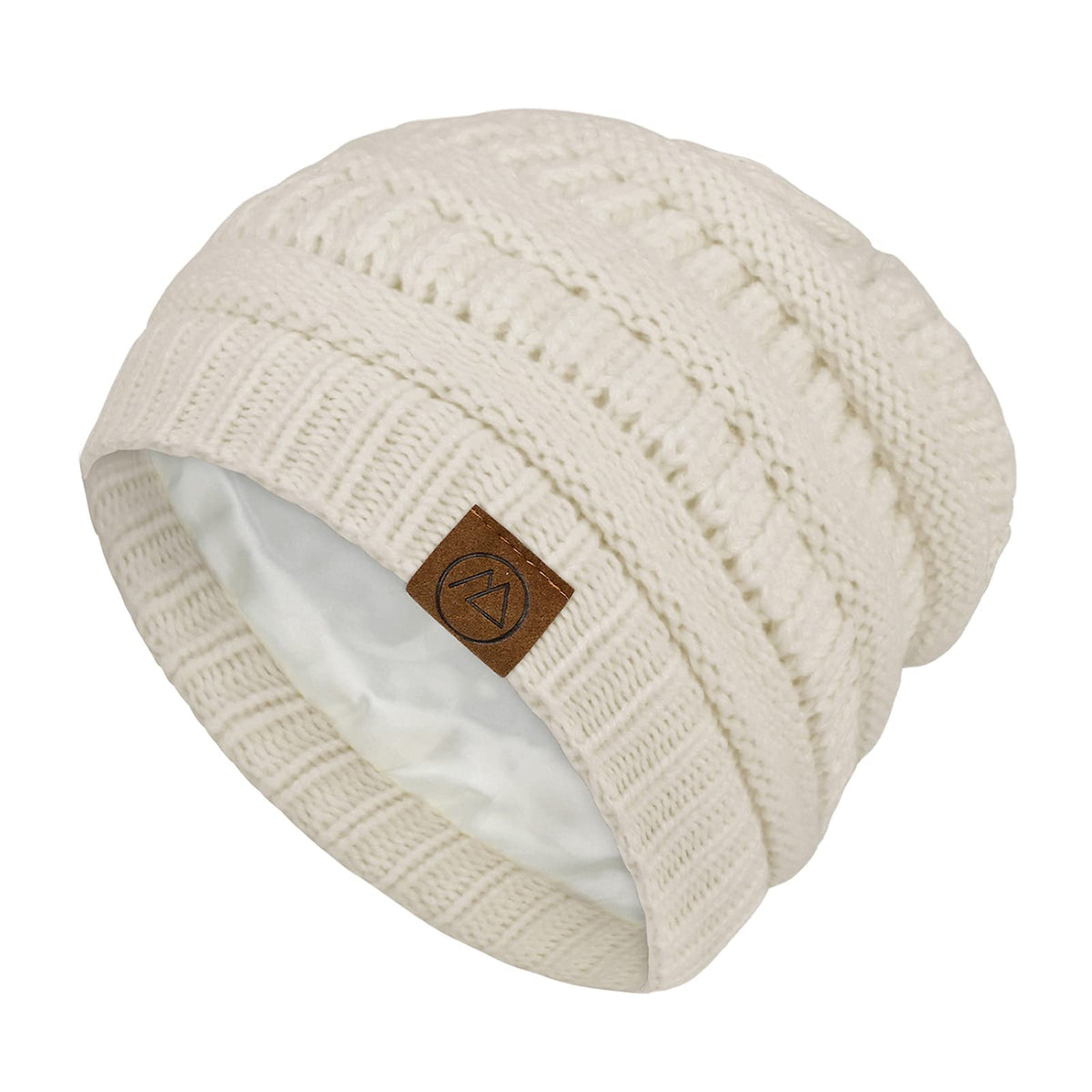Beanies Women Satin Lined Beanie Winter Hats for Women Silk Lined Slouchy Beanie for Winter Warm Knit Cuffed Beanie Hat