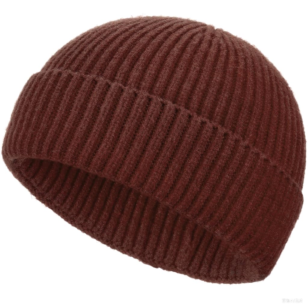 Wool Fisherman Beanies for Men Knit Fall Winter Beanie Hat Skull Cap