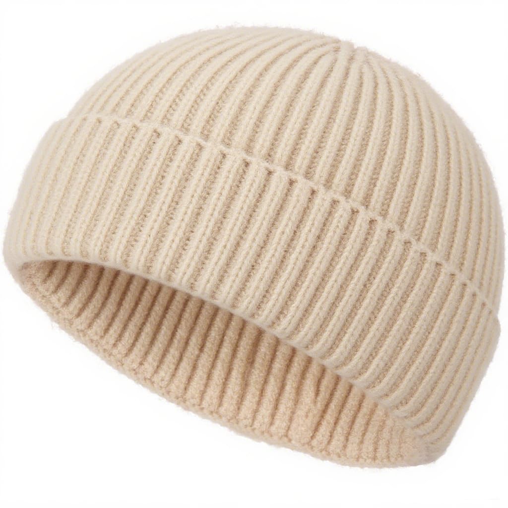 Wool Fisherman Beanies for Men Knit Fall Winter Beanie Hat Skull Cap