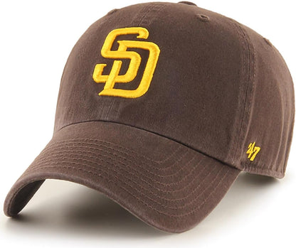 47 Brand MLB Team Color Home Primary Logo Clean Up Adjustable Baseball Cap Hat, Adult
