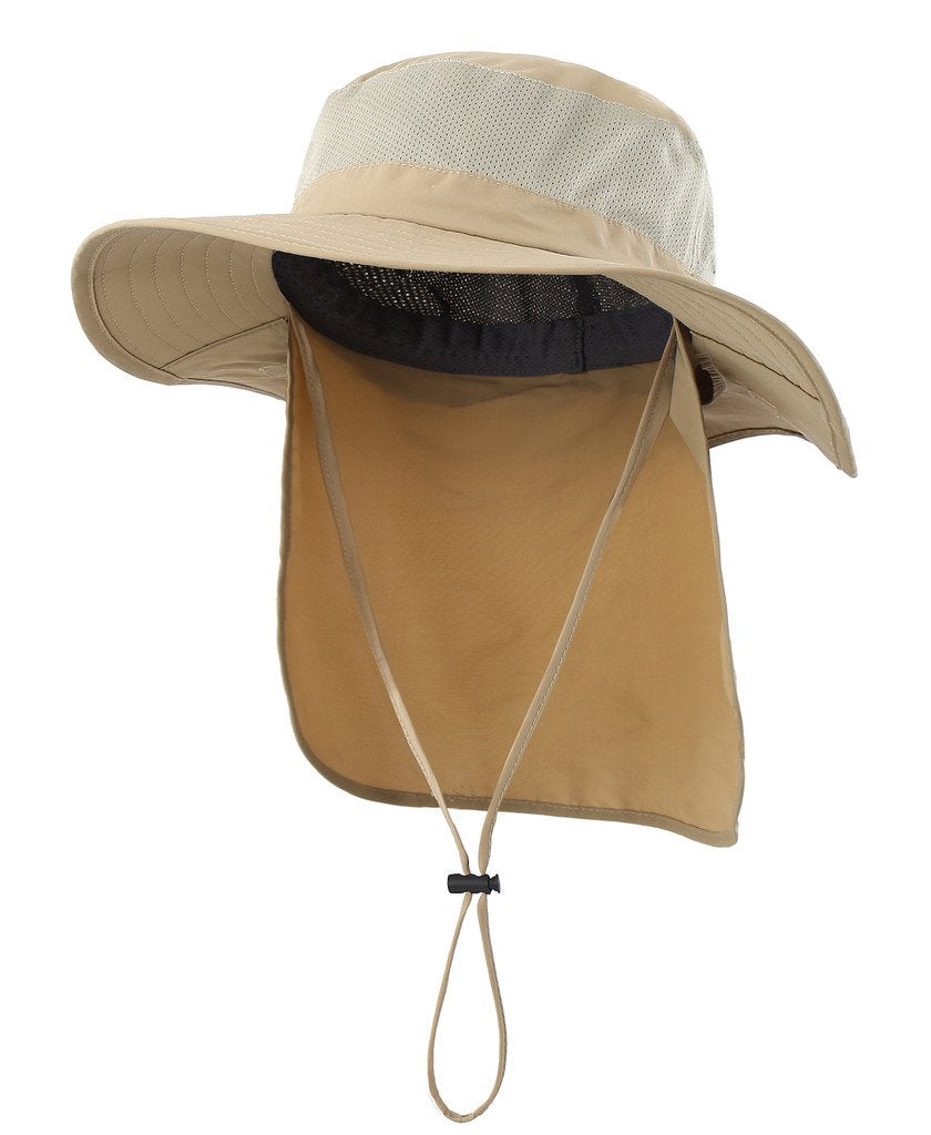 Home Prefer Outdoor UPF50+ Mesh Sun Hat Wide Brim Fishing Hat with Neck Flap Sun Hat for Men Women
