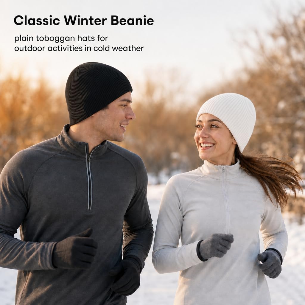 Mens Beanie Skull Cap Warm Plain Winter Toque Knit Hats for Cold Weather