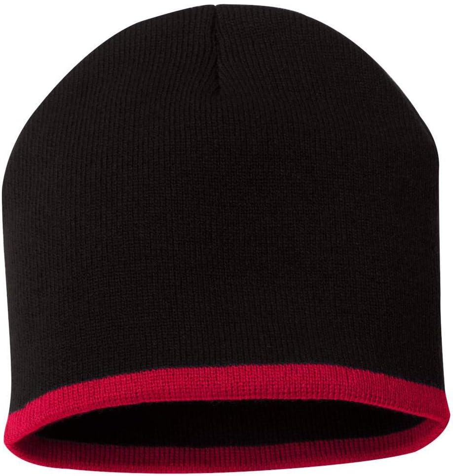 Sportsman Bottom Striped Knit Beanie One Size Black/ Red