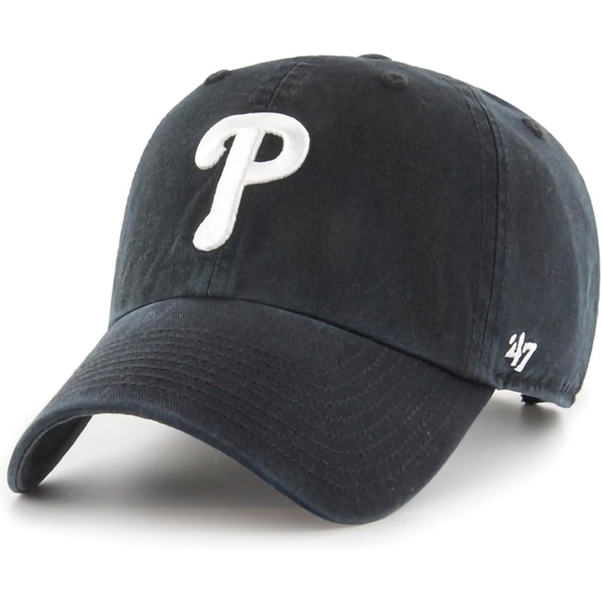47 Brand MLB Black White Primary Logo Clean Up Adjustable Baseball Cap Hat, Adult One Size Fits All