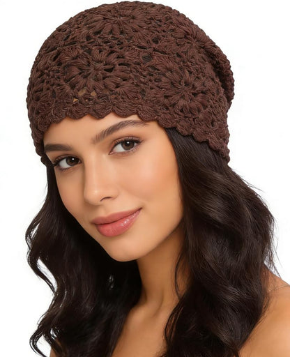 Crochet Hat for Women Cotton Slouchy Beanie Knitted Handmade Skull Cap for Travel Daily Wear