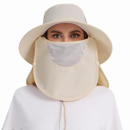 BASSDASH UPF 50+ Breathable Sun Hat with Removable Face Cover and Neck Flap Wide Brim Bucket Hat for Fishing Hiking Men Women