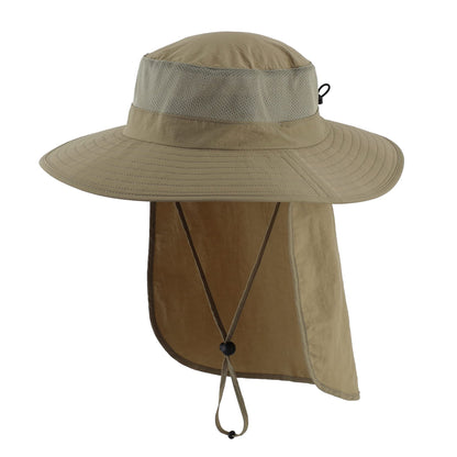 Home Prefer Outdoor UPF50+ Mesh Sun Hat Wide Brim Fishing Hat with Neck Flap Sun Hat for Men Women