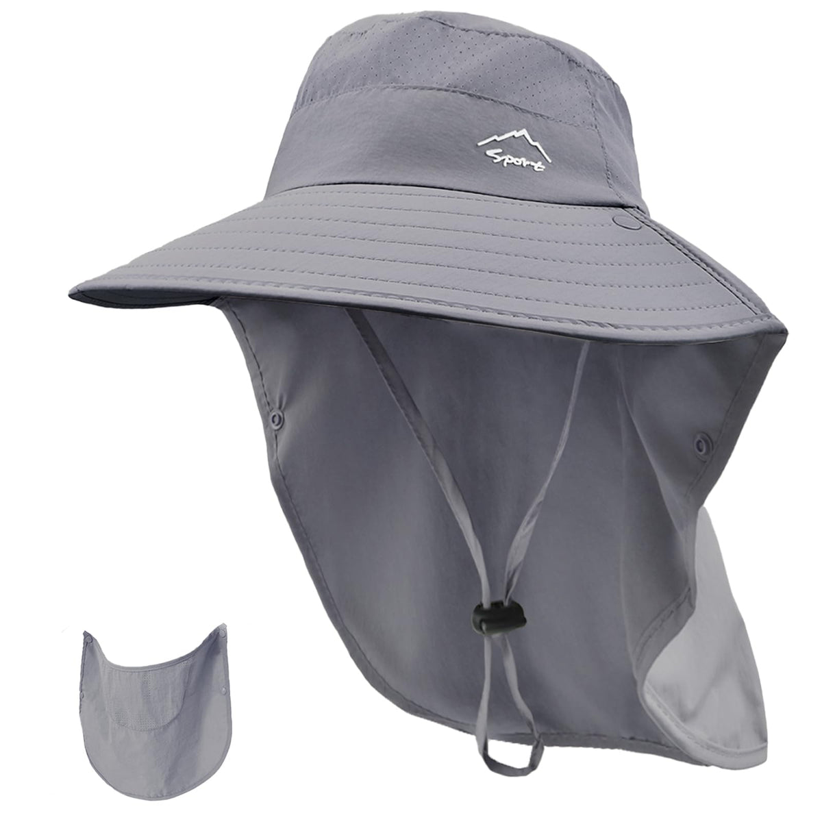 Rosoz Sun Hat for Men Women with Neck Flap& Removable Face Cover Wide Brim