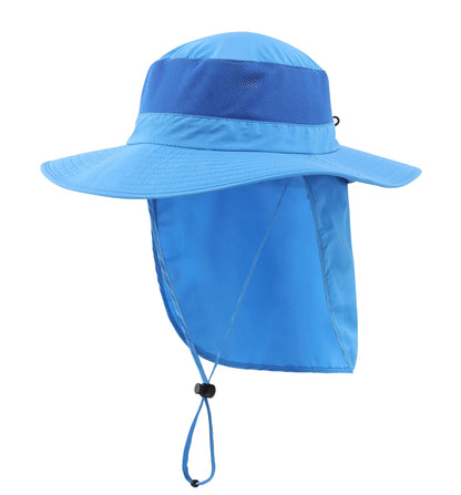 Home Prefer Outdoor UPF50+ Mesh Sun Hat Wide Brim Fishing Hat with Neck Flap Sun Hat for Men Women