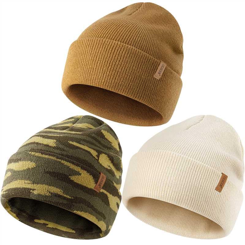 3 Pack Beanie for Men Women, Winter Double Layer Warm Hat Skull Cap