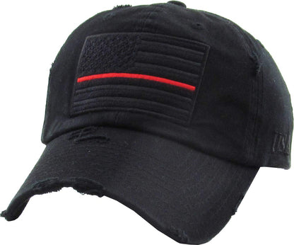 KBETHOS Flag USA America Military Thin Blue Line Thin Red Line Vintage Distressed Baseball Cap Dad Hat Unisex Adjustable…