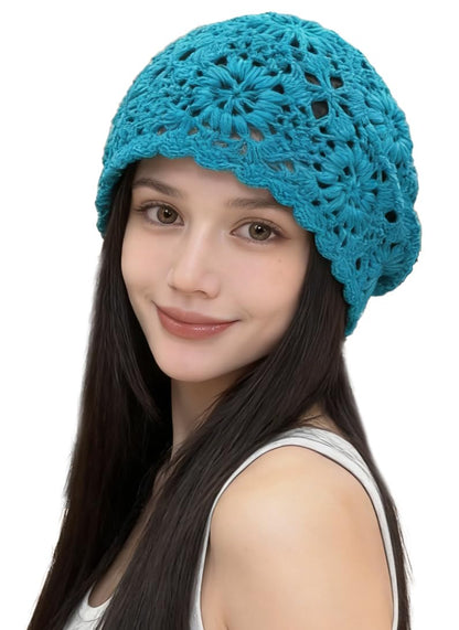 Crochet Hat for Women Cotton Slouchy Beanie Knitted Handmade Skull Cap for Travel Daily Wear