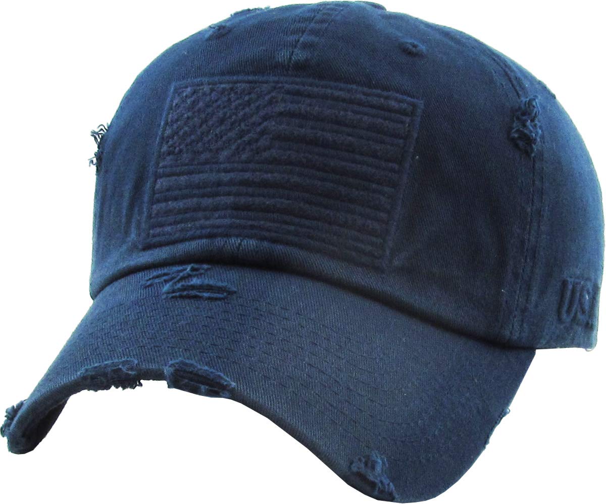 KBETHOS Flag USA America Military Thin Blue Line Thin Red Line Vintage Distressed Baseball Cap Dad Hat Unisex Adjustable…