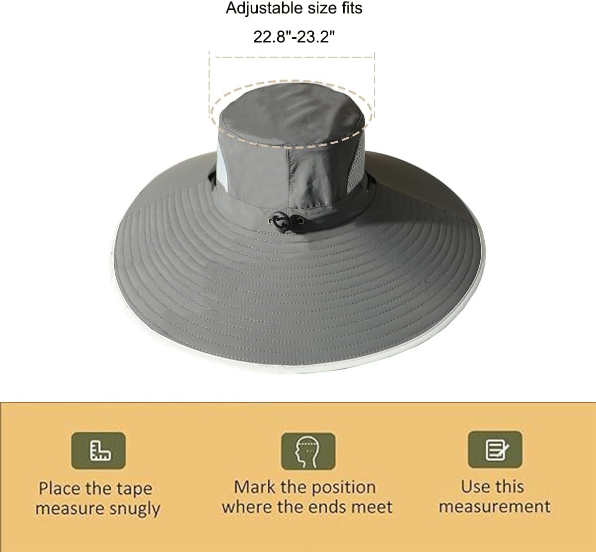 Leotruny Men Wide Brim Sun Hats UPF50+ Waterproof Breathable Bucket Hat
