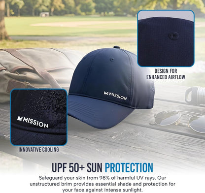 MISSION Cooling Performance Hat, Unstructured Low-Profile Adjustable Fit - UPF 50 - for Running, Workouts & Outdoors