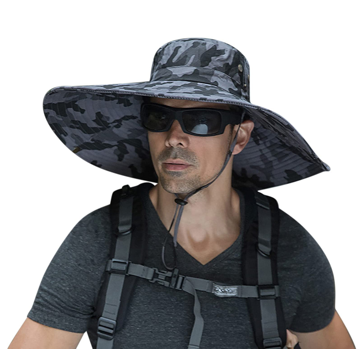 Leotruny Men Wide Brim Sun Hats UPF50+ Waterproof Breathable Bucket Hat