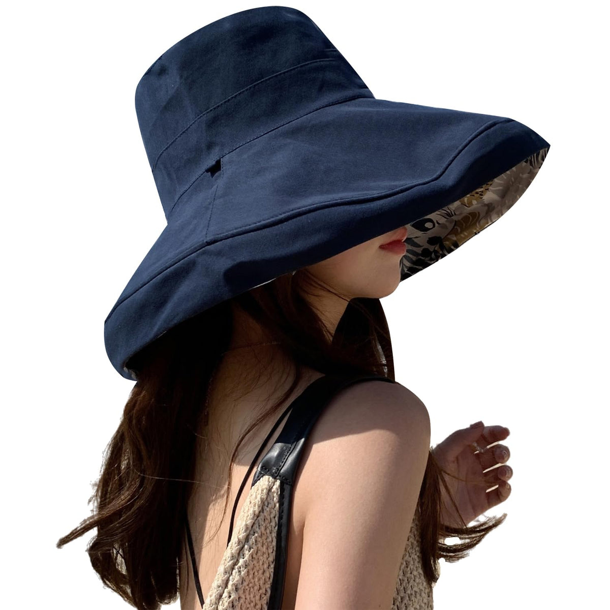 HUAMULAN Women Summer Vacation Wide Brim Sun Hat Reversible Fishing Hats