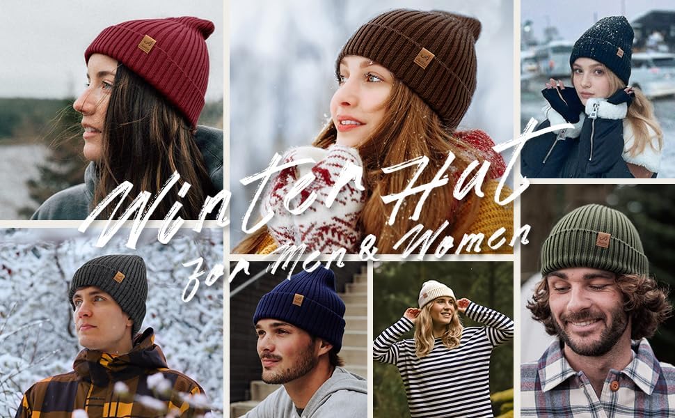 ACUSHLA Waterproof Windproof Winter Hat for Men Women Fleece-Lined Beanie