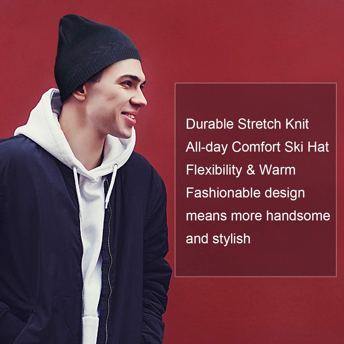 Mens Winter Warm Knitting Hats Plain Skull Beanie Cuff Toboggan Knit Cap