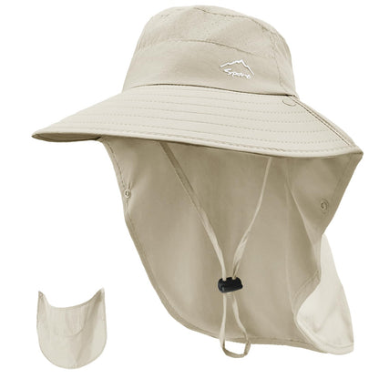 Rosoz Sun Hat for Men Women with Neck Flap& Removable Face Cover Wide Brim