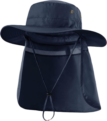 Home Prefer UPF50 Mens Sun Hat with Neck Flap Quick Dry UV Protection Cap Womens Wide Brim Fishing Hat Neck Flap Beach Garden