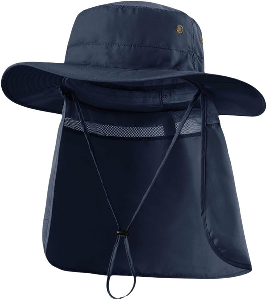 Home Prefer UPF50 Mens Sun Hat with Neck Flap Quick Dry UV Protection Cap Womens Wide Brim Fishing Hat Neck Flap Beach Garden
