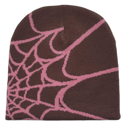 Pooyikoi Y2K Gothic Spider Pattern Wool Acrylic Knitted Hat Women Beanie Winter Warm Beanies Men Casual Skullies Outdoor
