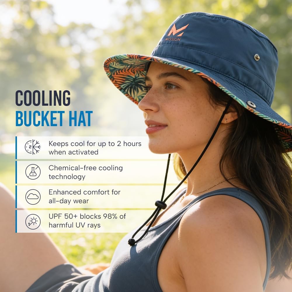 MISSION Cooling Bucket Hat - Unisex Wide-Brim Hat for Men & Women - Lightweight, Foldable & Durable - Cools Up to 2 Hours