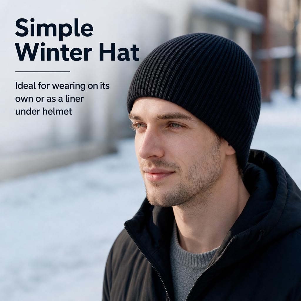 Mens Beanie Skull Cap Warm Plain Winter Toque Knit Hats for Cold Weather