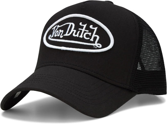 Von Dutch Unisex Trucker Hat - Retro Classic Solid Color Mesh Back Snapback Baseball Cap for Men & Women.