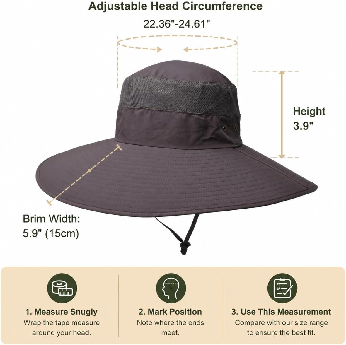 Leotruny Super Wide Brim Bucket Hat UPF50+ Waterproof Sun Hat for Fishing