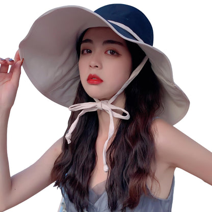 HUAMULAN Women Summer Vacation Wide Brim Sun Hat Reversible Fishing Hats